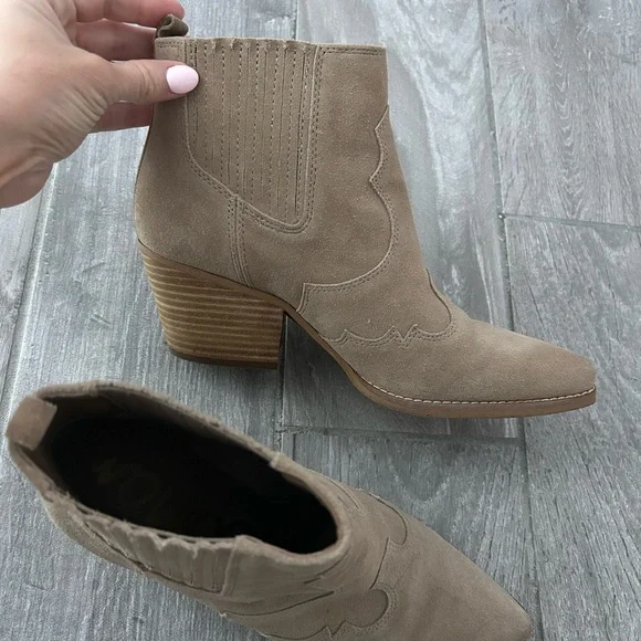 Sam Edelman Tan Suede Ankle Boots - Picture 3 of 5